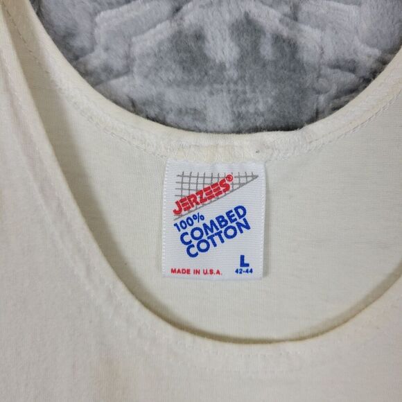 Vintage Earth Day Concert Shirt Men's Large White Tank Top 1990 90's Distressed - Picture 3 of 11